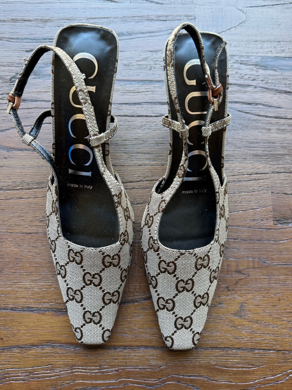 Gucci Monogram Slingback Heels Size 7.5